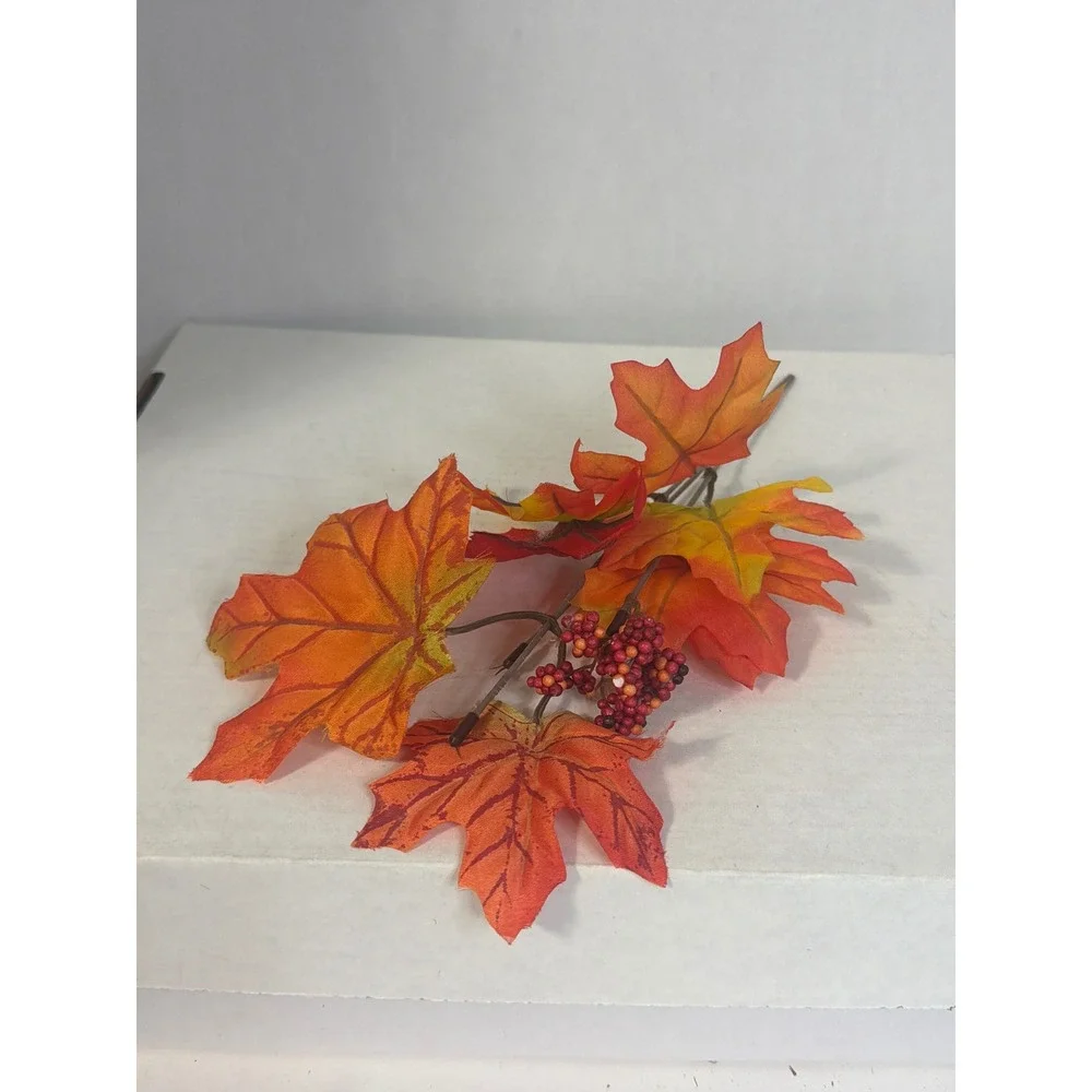 Artificial Fall Floral Stems Bundle Orange Yellow Red Sunflowers Maple Leaves